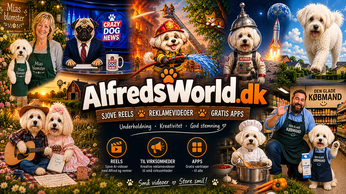 AlfredsWorld.dk – sjove reels, reklamevideoer og gratis apps